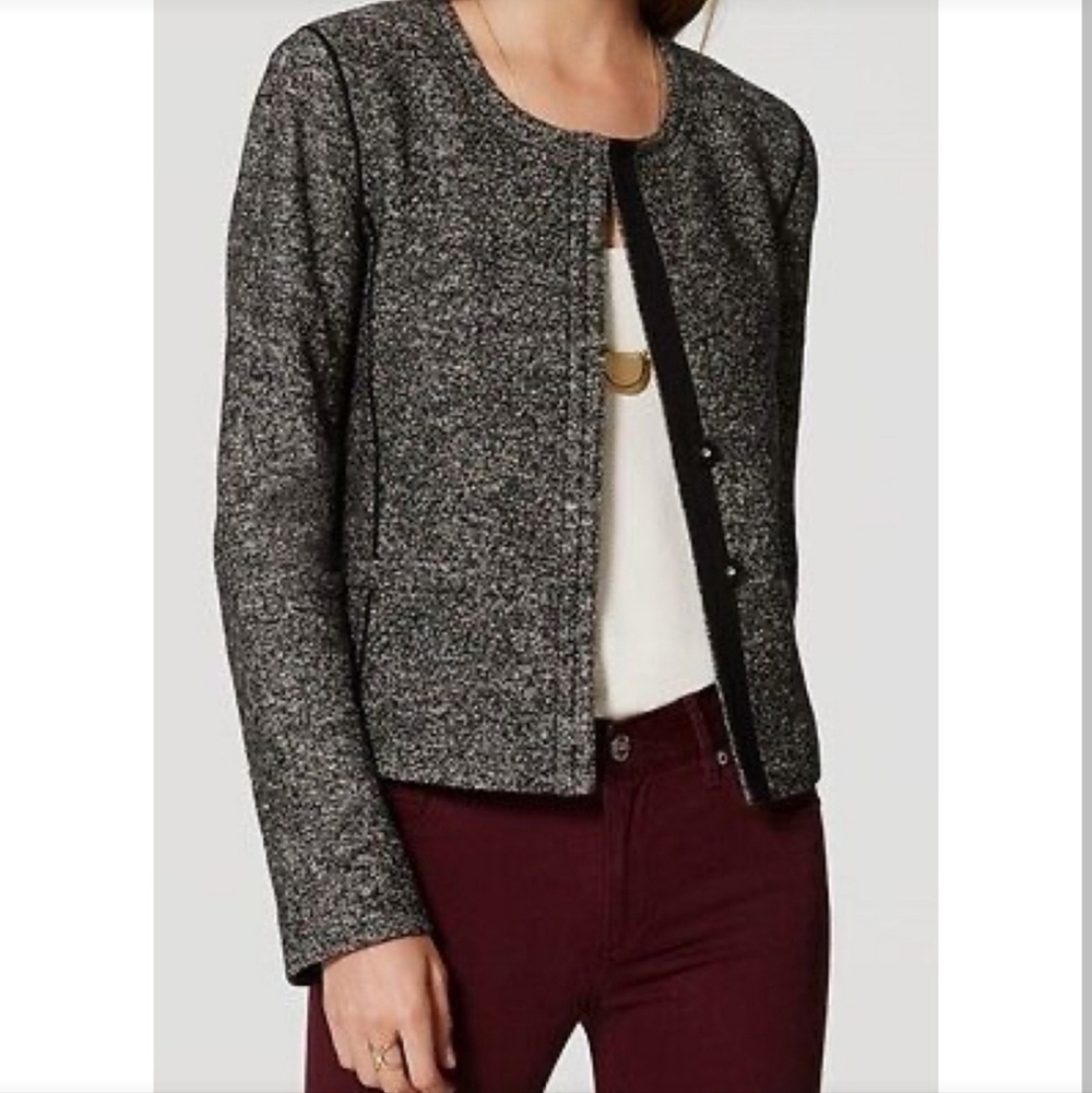 Loft Gray Tweed Jacket, Size 10